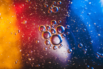 The cosmos or planets of the universe is a cosmic abstract psychedelic background. Abstract atom molecule structure. Blister. Macro shot from air or molecules. Biology, physics or chemistry abstract b