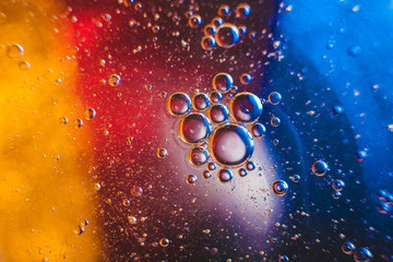 The cosmos or planets of the universe is a cosmic abstract psychedelic background. Abstract atom molecule structure. Blister. Macro shot from air or molecules. Biology, physics or chemistry abstract b