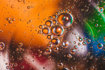 The cosmos or planets of the universe is a cosmic abstract psychedelic background. Abstract atom molecule structure. Blister. Macro shot from air or molecules. Biology, physics or chemistry abstract b