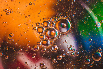 The cosmos or planets of the universe is a cosmic abstract psychedelic background. Abstract atom molecule structure. Blister. Macro shot from air or molecules. Biology, physics or chemistry abstract b