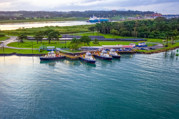 View of Panama Canal from cruise ship