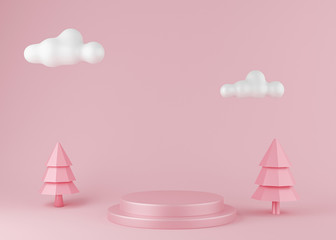 Cylinder podiums on pastel background. Abstract minimal scene with geometrical. Scene to show cosmetic products presentation. Mock up design empty space. Showcase, shopfront, display case. 3d render.
