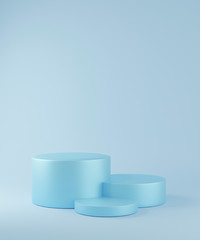 Cylinder podiums on pastel background. Abstract minimal scene with geometrical. Scene to show cosmetic products presentation. Mock up design empty space. Showcase, shopfront, display case. 3d render.