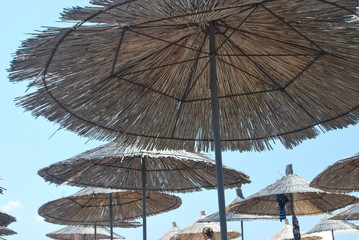 beach umbrella and blue sky