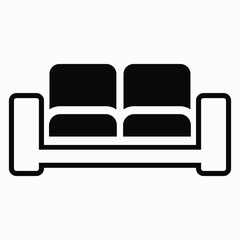 New sofa vector icon. Divan. Settee. Lounge. Ottoman. Vector icon.