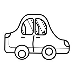 Fototapeta premium template for baby coloring. illustration with a toy cartoon car with passenger seats and steering wheel