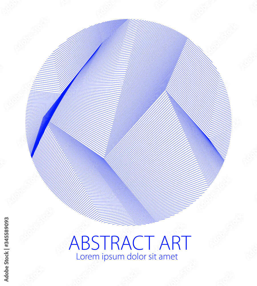 Aufkleber design artistic element of great lines surface texture in a shape of circle. vector abstract 3d pers