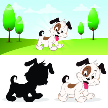 Street Dog Vector Illustration, Design for Infographics, Motion Video, Posters, Banners, With Silhouette