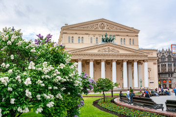 Bolshoi theatre (Big theater) building in spring, Moscow, Russia 