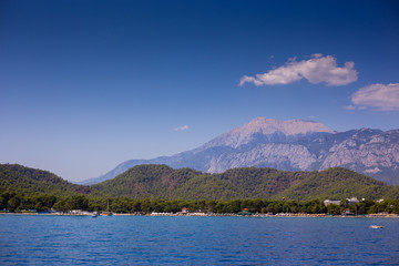 Kemer, Turkey / 08-28-2019. View of the mountains of Kemer.
