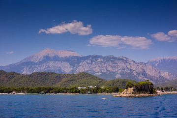 Kemer, Turkey / 08-28-2019. View of the mountains of Kemer.