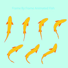 Vector Fish, Frame by Frame Animation for 2D Animation, Motion Graphics, With a water background