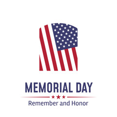 Memorial Day in USA with lettering remember and honor. Holiday of memory and honor of soldiers, military personnel who died while serving in the United States Armed forces. Vector banner