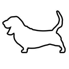 Basset hound dog breed Basset hound on white square. all objects are isolated and you can move they. Dog breed vector black silhouette. Dog breed black icons isolated on white background. 