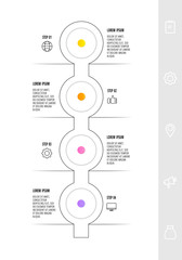 Infographic circular with 4 steps, parts, icons. Flat vector template. Can be used for diagram, web, banner, workflow layout, presentations, flow chart, info graph, timeline, levels.