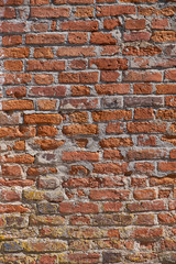 Texture of an old brick wall. Old red brick masonry. The brick background.