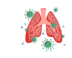 Covid-19 corona virus or 2019-ncov virus affects lung damage. Virus or bacterial infects lungs.virus invades lungs.