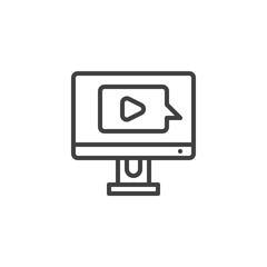 E-learning, media message line icon. linear style sign for mobile concept and web design. Video call button outline vector icon. Symbol, logo illustration. Vector graphics