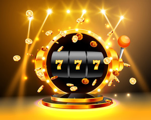Golden slot machine wins the jackpot. - 345597470