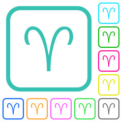 Aries zodiac symbol vivid colored flat icons