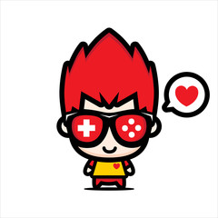 vector design mascot geek game