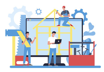 Woodworker or carpenter online service or platform. Joinery and