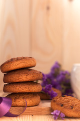 Honey oatmeal organic cinnamon cookies and milk for Breakfast