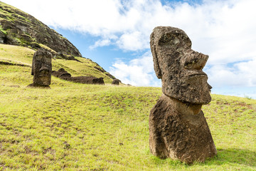 Rano Raraku, Easter Island, the quarry of the Moai.
