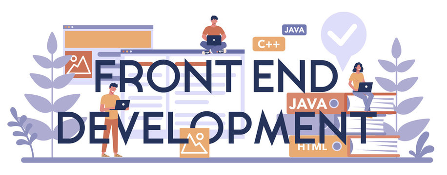Frontend development typographic header concept. Website interface