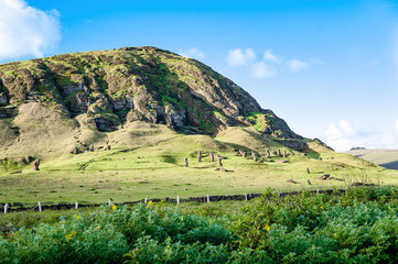 Rano Raraku, Easter Island, the quarry of the Moai.