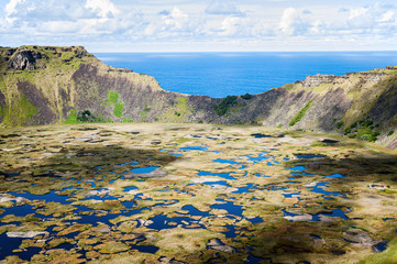 Rano Kau, an amazing crater on Easter Island.