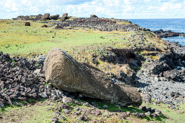 The fallen giants of Akahanga, Easter Island.