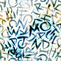 Calligraphy seamless pattern Blue galaxy 