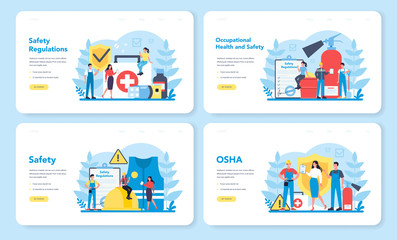 OSHA concept web banner or landing page set. Occupational safety