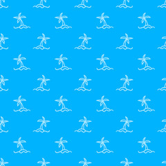 Palm tree summer vacation seamless pattern. Single object on blue background. Vector illustration.