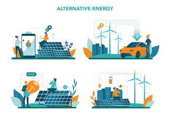 Alternative energy concept set. Idea of ecology frinedly power