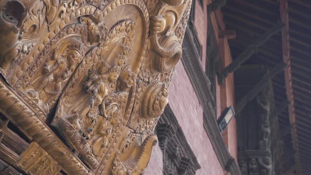 Detail Of Golden Gate, Entrance To Patan Museum In Patan Durbar Square In Kathmandu, Nepal. - close up shot