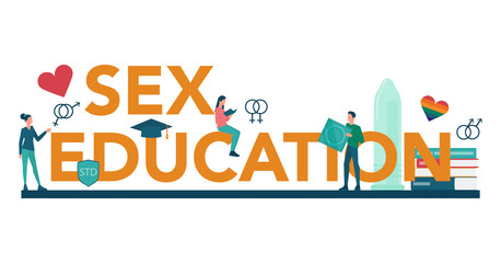 Sexual education typographic header concept. Sexual health lesson
