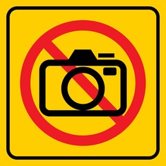 NO Camera Allowed Do Not Take Picture Yellow Warning Sign Sticker in Restricted Public Area