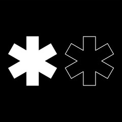 Medical symbol Emergency sign Star of life Service concept icon outline set white color vector illustration flat style image