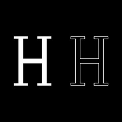 Eta greek symbol capital letter uppercase font icon outline set white color vector illustration flat style image