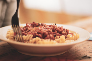 pasta meal with fork 