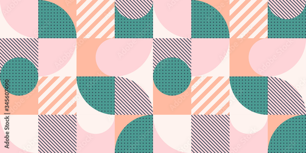 Wall mural colorful geometric seamless pattern in scandinavian style. abstract vector background with simple sh