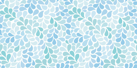 Vector seamless pattern with blue drops. Abstract floral background in blue tones. Stylish monochrome texture.