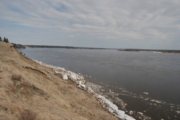 Ice hummocks after an ice drift near the high Bank
