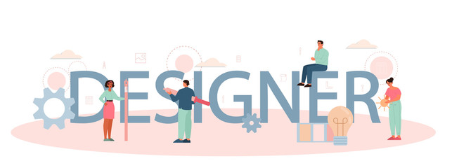 Designer or digital illustrator typographic header concept.