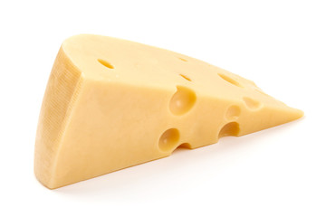 Swiss cheese, isolated on white background