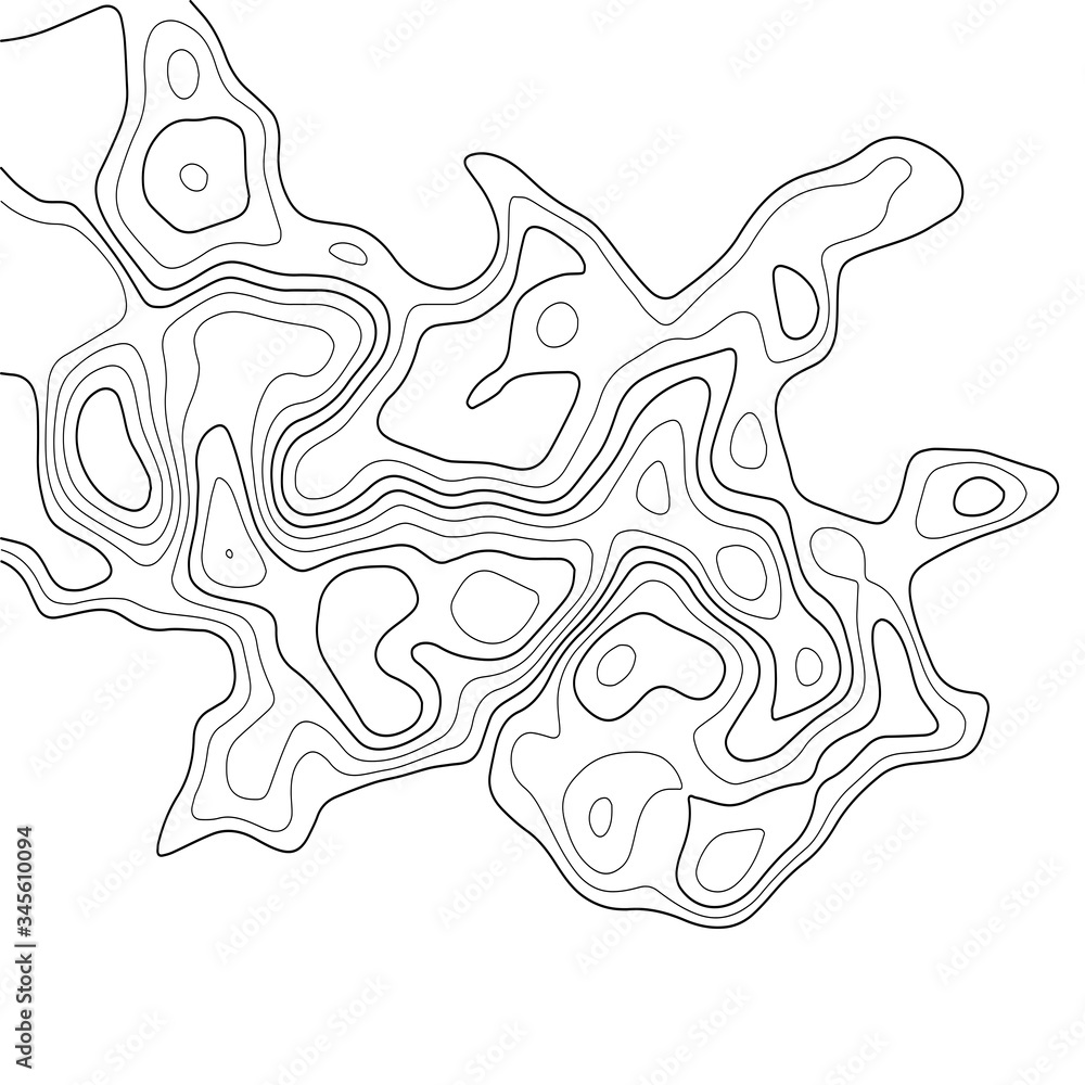 Poster vector contour topographic map. black lines on white background.