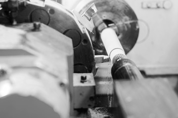 Product manufacturing Lathe cnc turning works on the tree wood