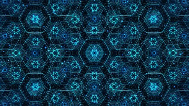 Winter footage with blue patterns and snowflakes